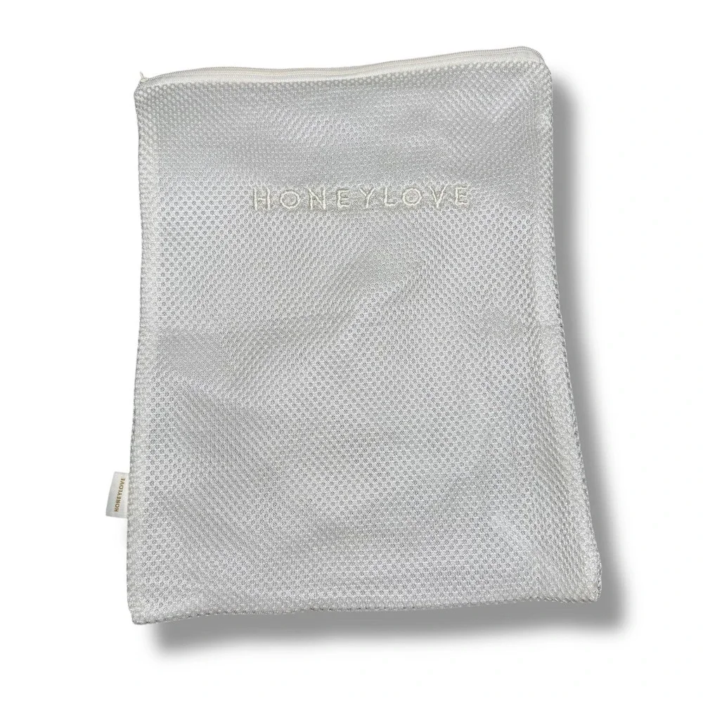 HONEYLOVE‎ White Mesh Laundry Bag Zipper Pouch Travel Organizer Wash Bag